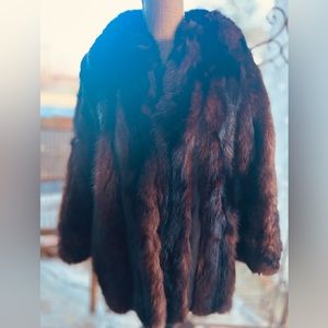 Genuine Mink & Leather Vintage Car Coat